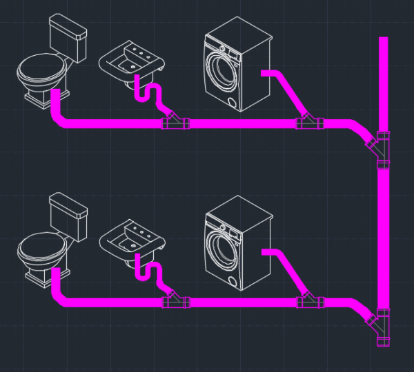 Plumbing dynamic blocks and practical pipe draw tool.