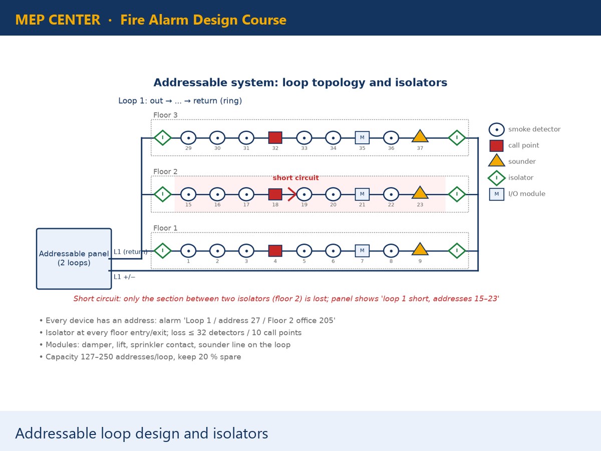 Addressable loop design and isolators