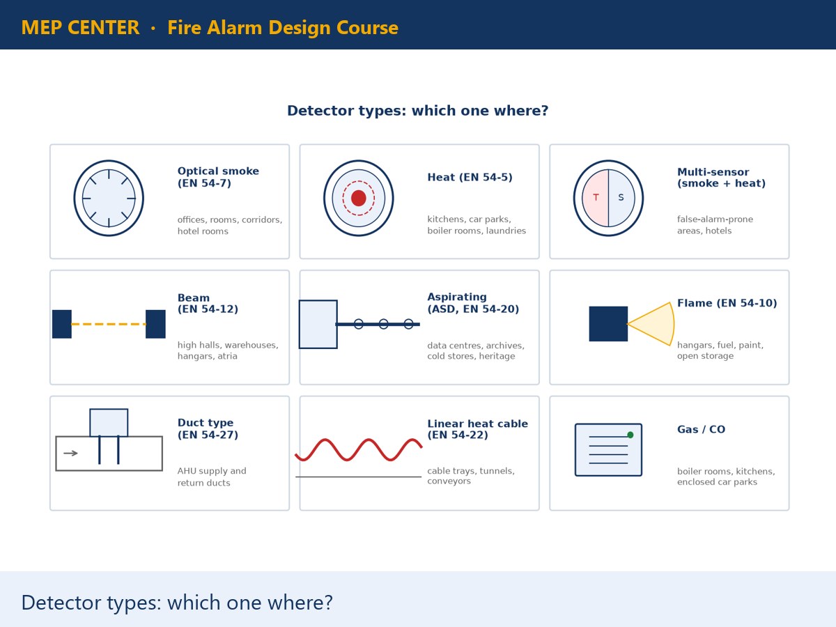 Detector types and where they are used