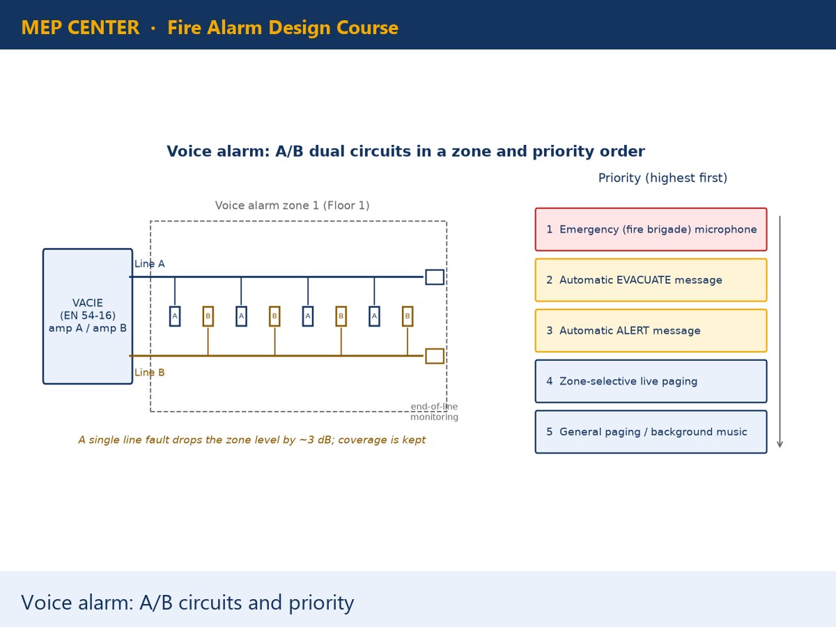 Voice alarm A/B circuits